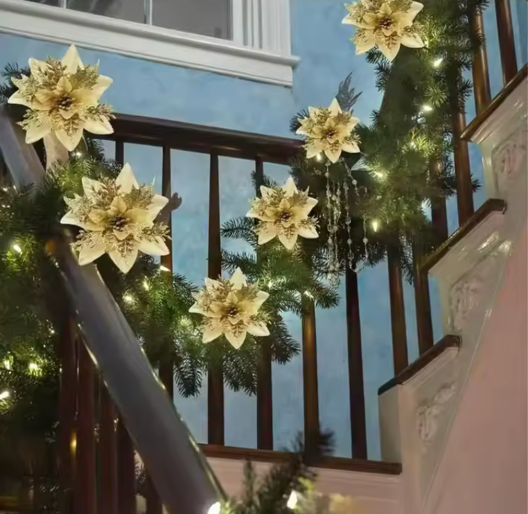 10 Fleurs Pailletées de Noël