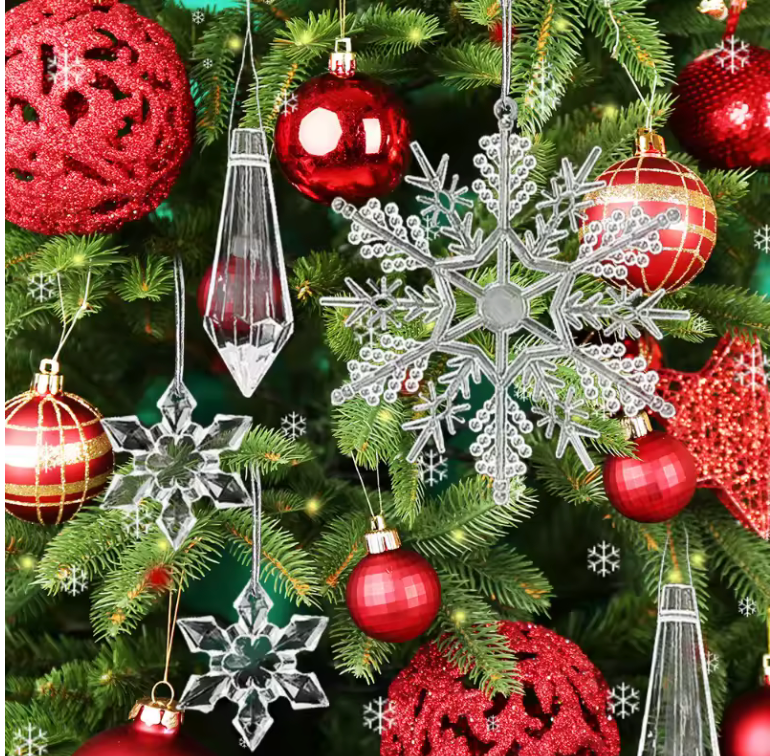 24 Pièces d' Ornements de Noël en Cristal