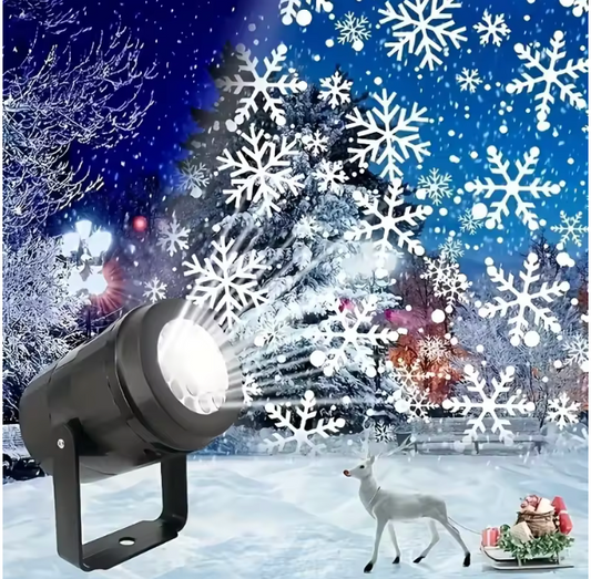 Projecteur LED Flocons de Neige Rotatif - Lampe de Noël Extérieure & Intérieure