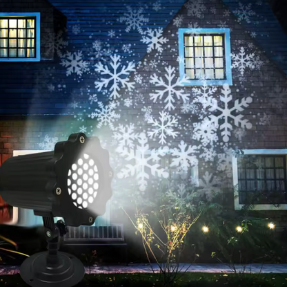 Projecteur LED Flocons de Neige Rotatif - Lampe de Noël Extérieure & Intérieure