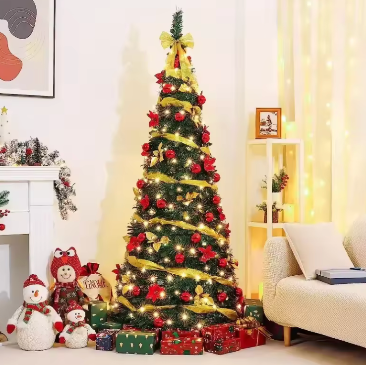 Sapin de Noël Pliant avec Décorations &  LED