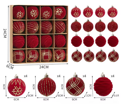 Lot de 16 Boules de Noël en Velours