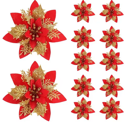 10 Fleurs Pailletées de Noël