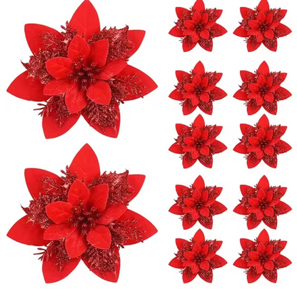 10 Fleurs Pailletées de Noël