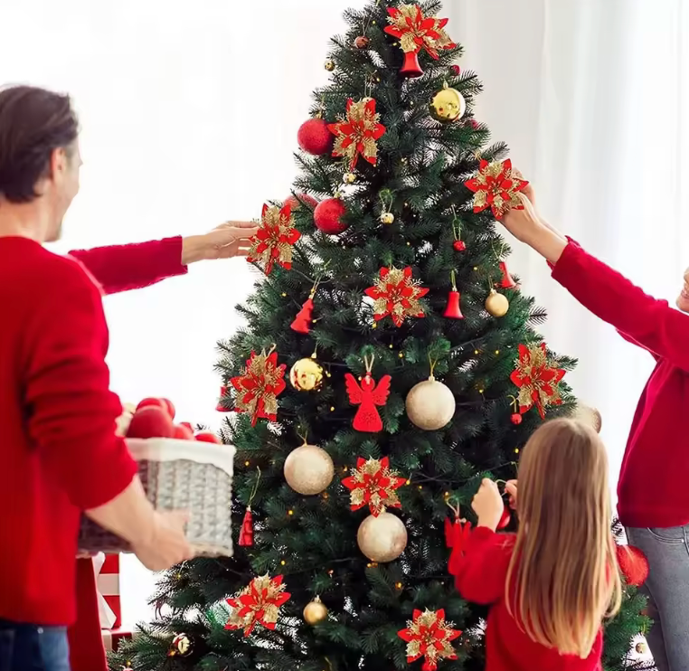 10 Fleurs Pailletées de Noël