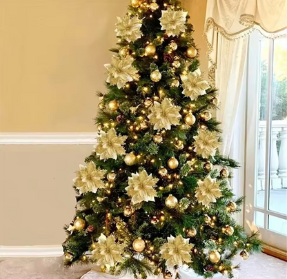 10 Fleurs Pailletées de Noël