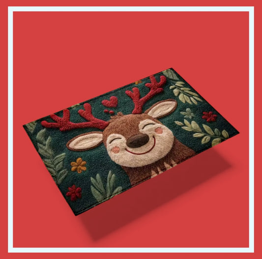 Tapis de Noël Cerf – Moelleux en Microfibre
