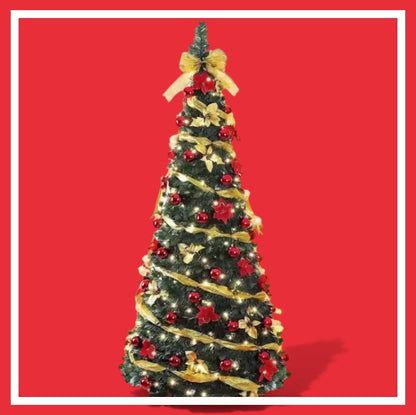 Sapin de Noël Pliant avec Décorations &  LED