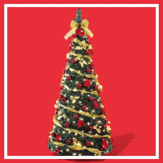 Sapin de Noël Pliant avec Décorations &  LED