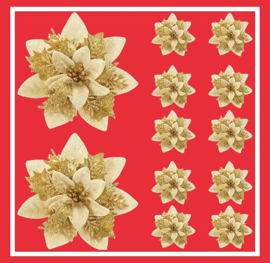 10 Fleurs Pailletées de Noël