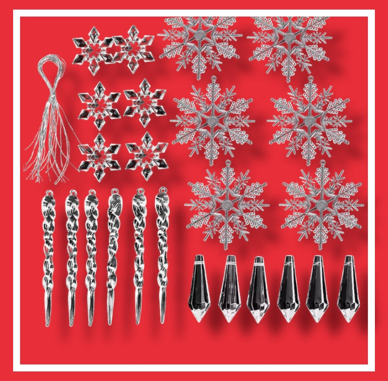 24 Pièces d' Ornements de Noël en Cristal