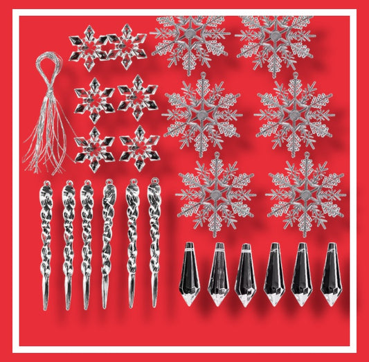 24 Pièces d' Ornements de Noël en Cristal